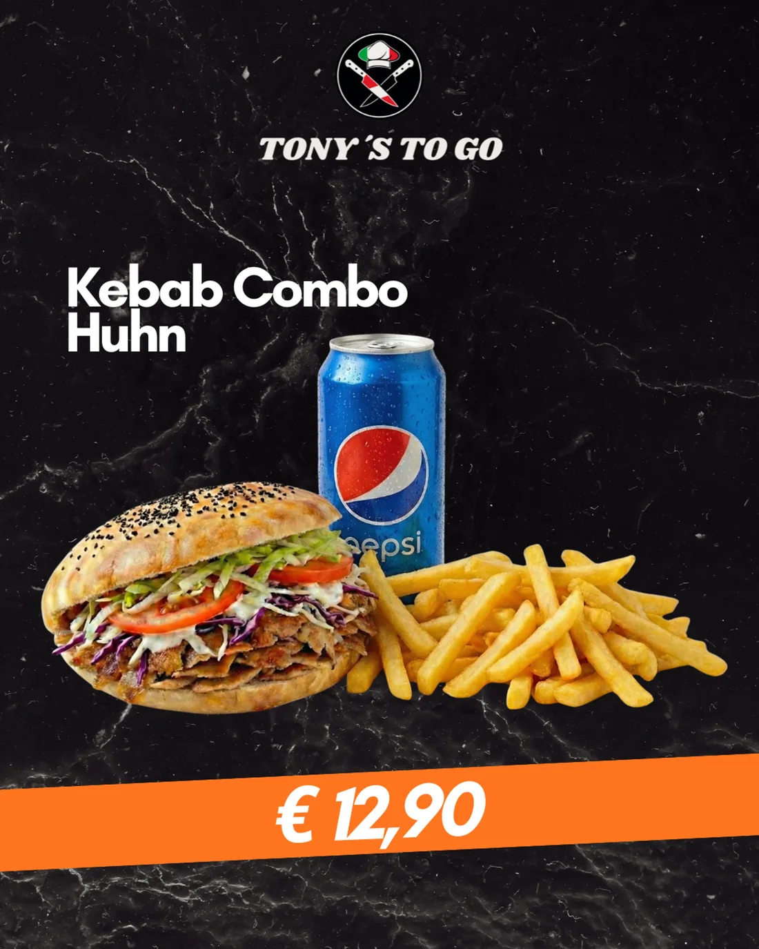 Kebab Combo Huhn mit Pommes und Pepsi